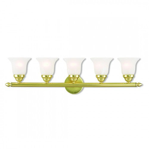 5 Light Polished Brass Bath Light Wall Sconce Livex