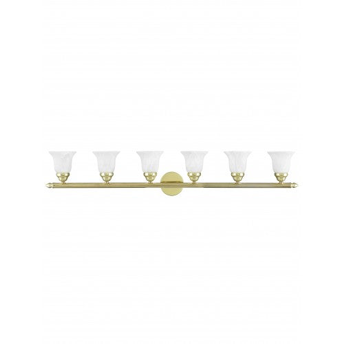 6 Light Polished Brass Bath Light Wall Sconce Livex