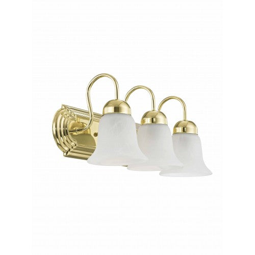 3 Light Polished Brass Bath Light Wall Sconce Livex