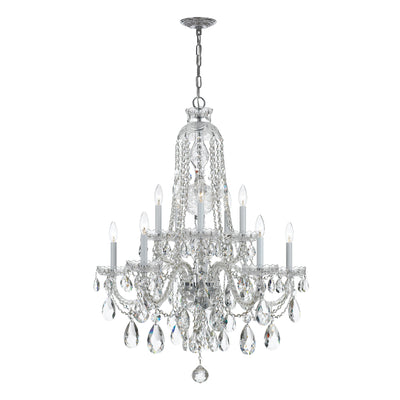 Traditional Crystal 10 Light Hand Cut Crystal Polished Chrome Chandelier Chandelier Crystorama