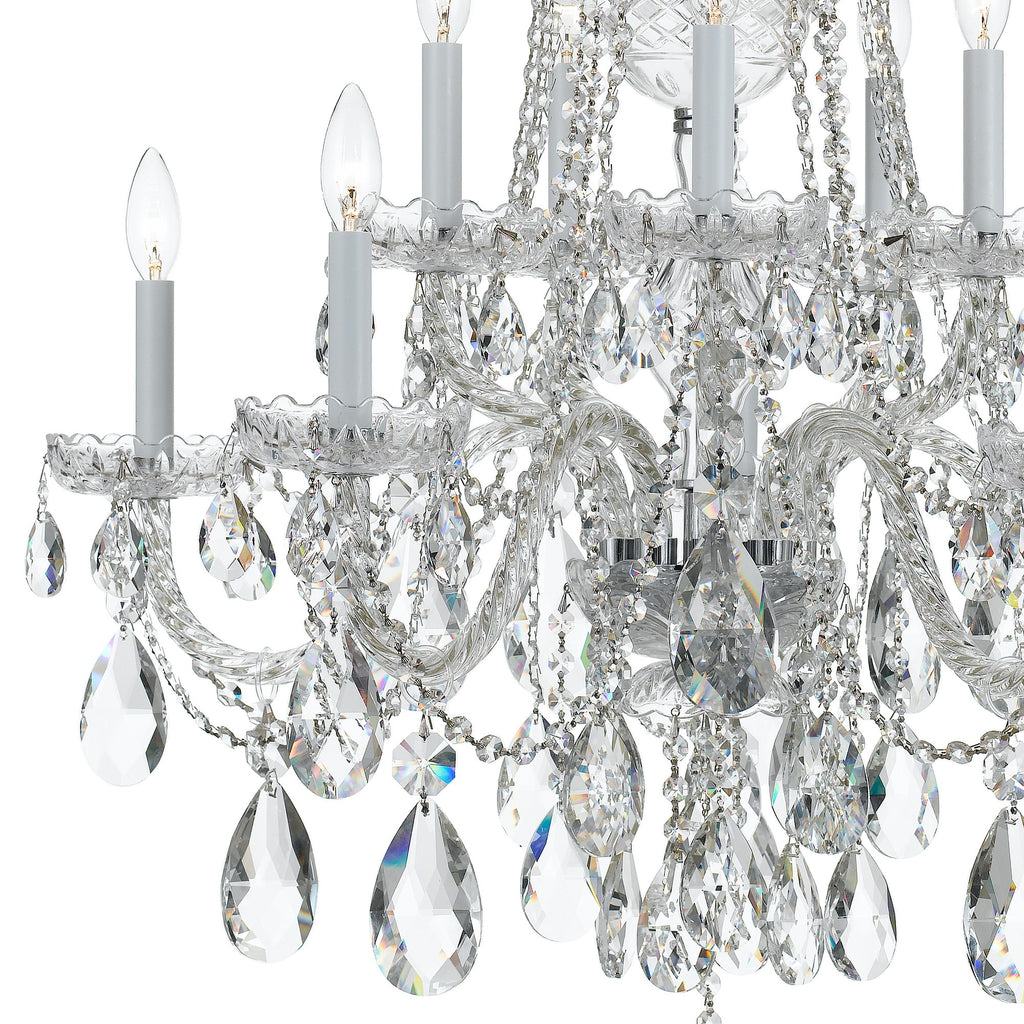 Traditional Crystal 10 Light Hand Cut Crystal Polished Chrome Chandelier Chandelier Crystorama