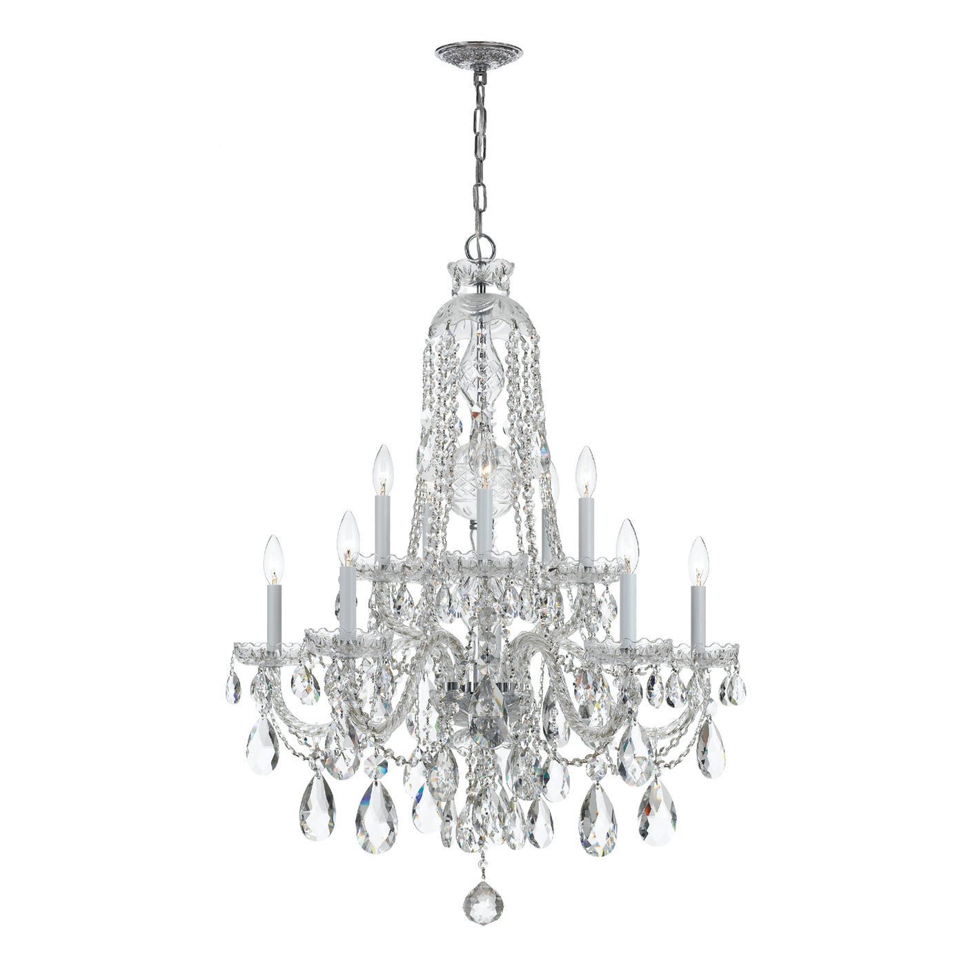 Traditional Crystal 10 Light Spectra Crystal Polished Chrome Chandelier Chandelier Crystorama