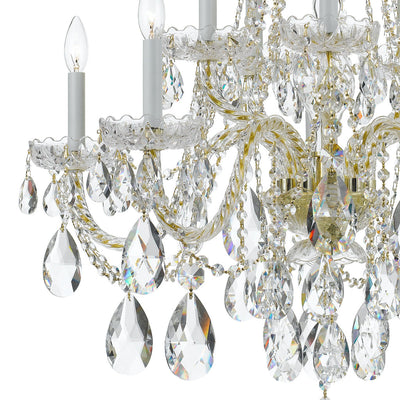 Traditional Crystal 10 Light Hand Cut Crystal Polished Brass Chandelier Chandelier Crystorama