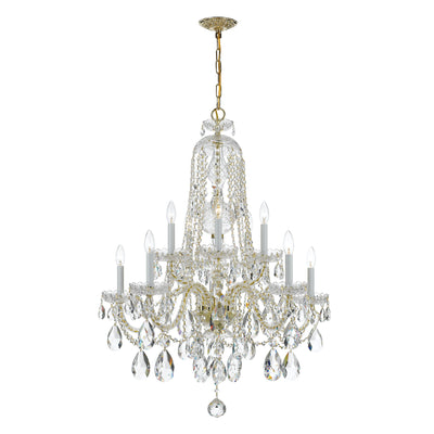 Traditional Crystal 10 Light Spectra Crystal Polished Brass Chandelier Chandelier Crystorama