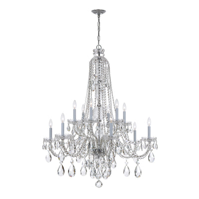 Traditional Crystal 12 Light Hand Cut Crystal Polished Chrome Chandelier Chandelier Crystorama