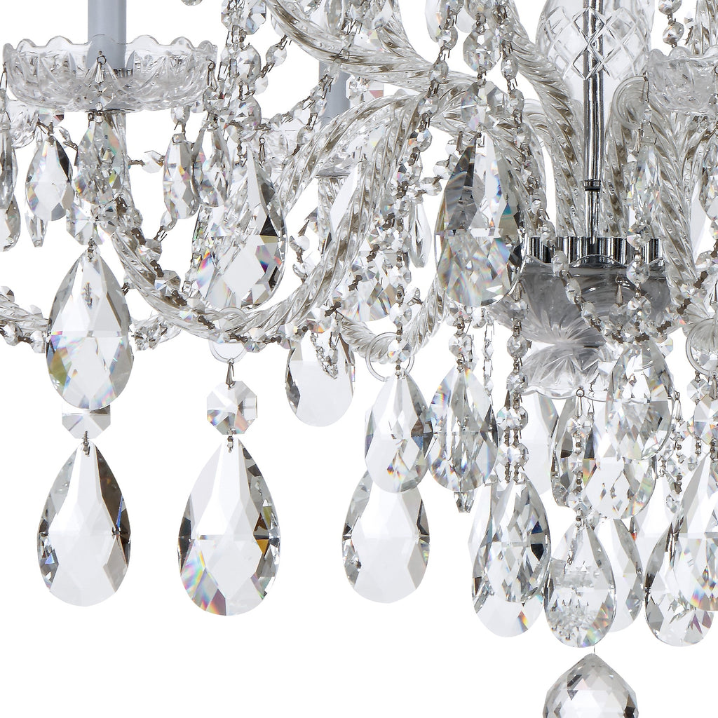 Traditional Crystal 12 Light Hand Cut Crystal Polished Chrome Chandelier Chandelier Crystorama