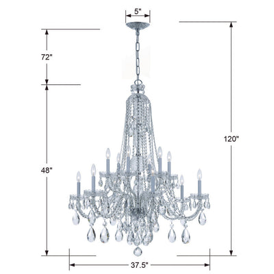 Traditional Crystal 12 Light Hand Cut Crystal Polished Chrome Chandelier Chandelier Crystorama
