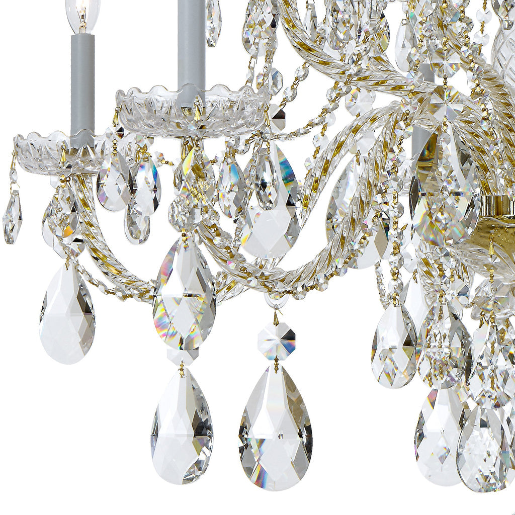 Traditional Crystal 12 Light Hand Cut Crystal Polished Brass Chandelier Chandelier Crystorama