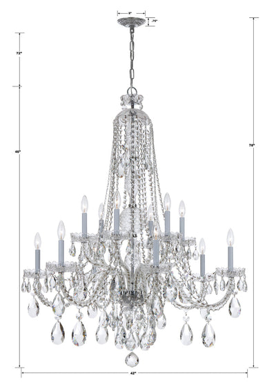 Traditional Crystal 12 Light Hand Cut Crystal Polished Chrome Chandelier Chandelier Crystorama