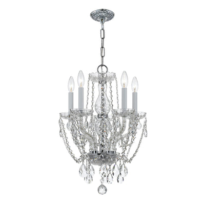 Traditional Crystal 5 Light Hand Cut Crystal Polished Chrome Mini Chandelier Chandelier Crystorama