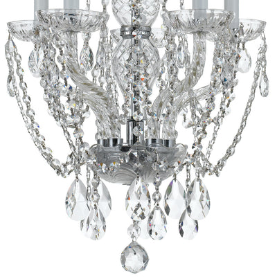 Traditional Crystal 5 Light Hand Cut Crystal Polished Chrome Mini Chandelier Chandelier Crystorama