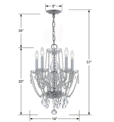 Traditional Crystal 5 Light Hand Cut Crystal Polished Chrome Mini Chandelier Chandelier Crystorama