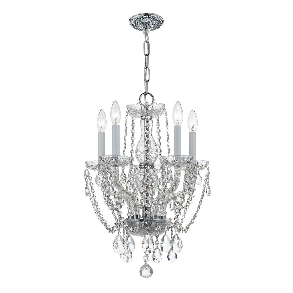 Traditional Crystal 5 Light Swarovski Strass Crystal Polished Chrome Mini Chandelier Chandelier Crystorama