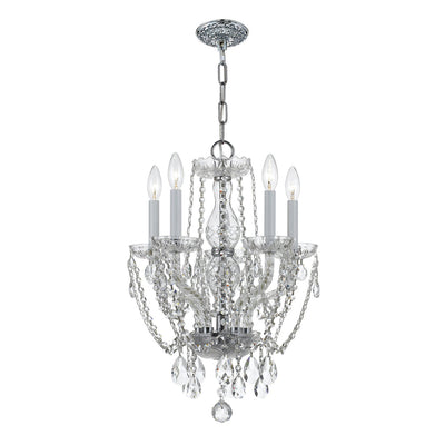 Traditional Crystal 5 Light Swarovski Strass Crystal Polished Chrome Mini Chandelier Chandelier Crystorama