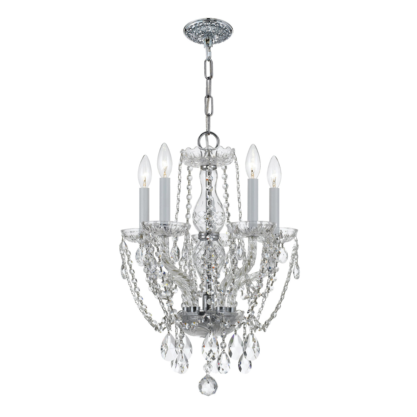 Traditional Crystal 5 Light Spectra Crystal Polished Chrome Mini Chandelier Chandelier Crystorama