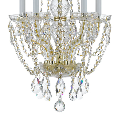 Traditional Crystal 5 Light Hand Cut Crystal Polished Brass Mini Chandelier Chandelier Crystorama