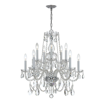 Traditional Crystal 10 Light Swarovski Strass Crystal Polished Chrome Chandelier Chandelier Crystorama