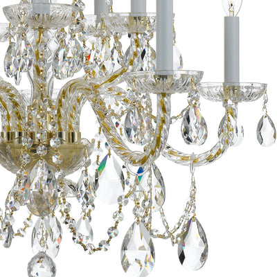 Traditional Crystal 10 Light Hand Cut Crystal Polished Brass Chandelier Chandelier Crystorama