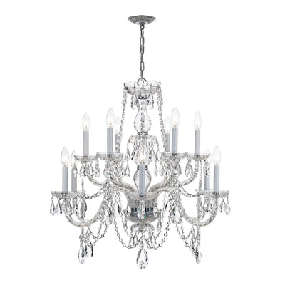 Traditional Crystal 12 Light Clear Italian Crystal Polished Chrome Chandelier Chandelier Crystorama