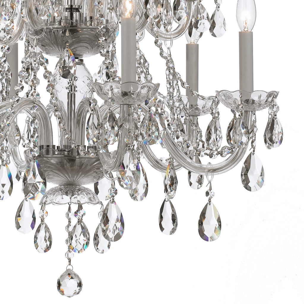 Traditional Crystal 12 Light Hand Cut Crystal Polished Chrome Chandelier Chandelier Crystorama