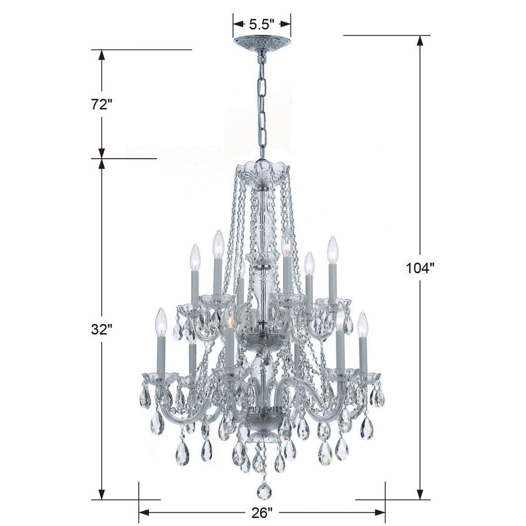 Traditional Crystal 12 Light Spectra Crystal Polished Chrome Chandelier Chandelier Crystorama