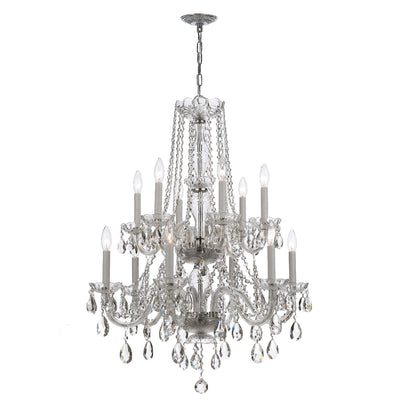 Traditional Crystal 12 Light Swarovski Strass Crystal Polished Chrome Chandelier Chandelier Crystorama