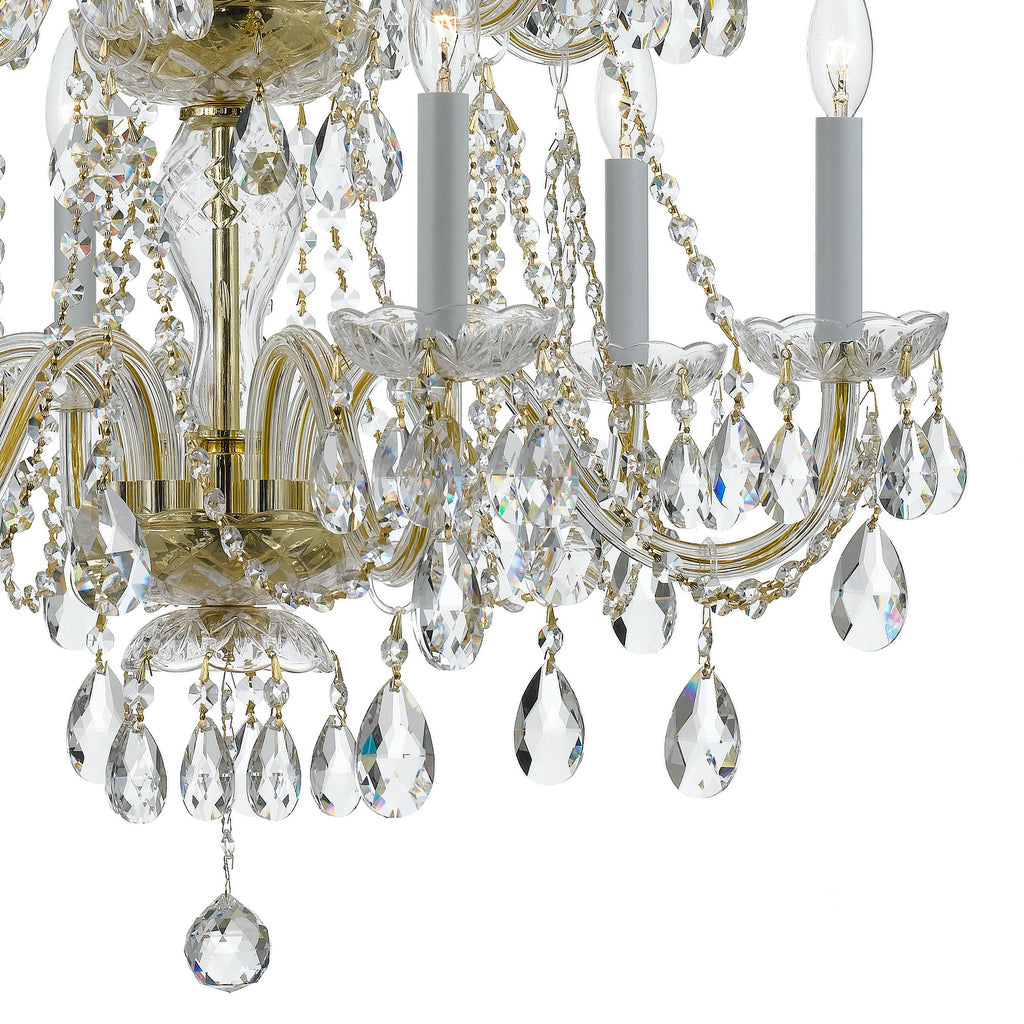 Traditional Crystal 12 Light Hand Cut Crystal Polished Brass Chandelier Chandelier Crystorama