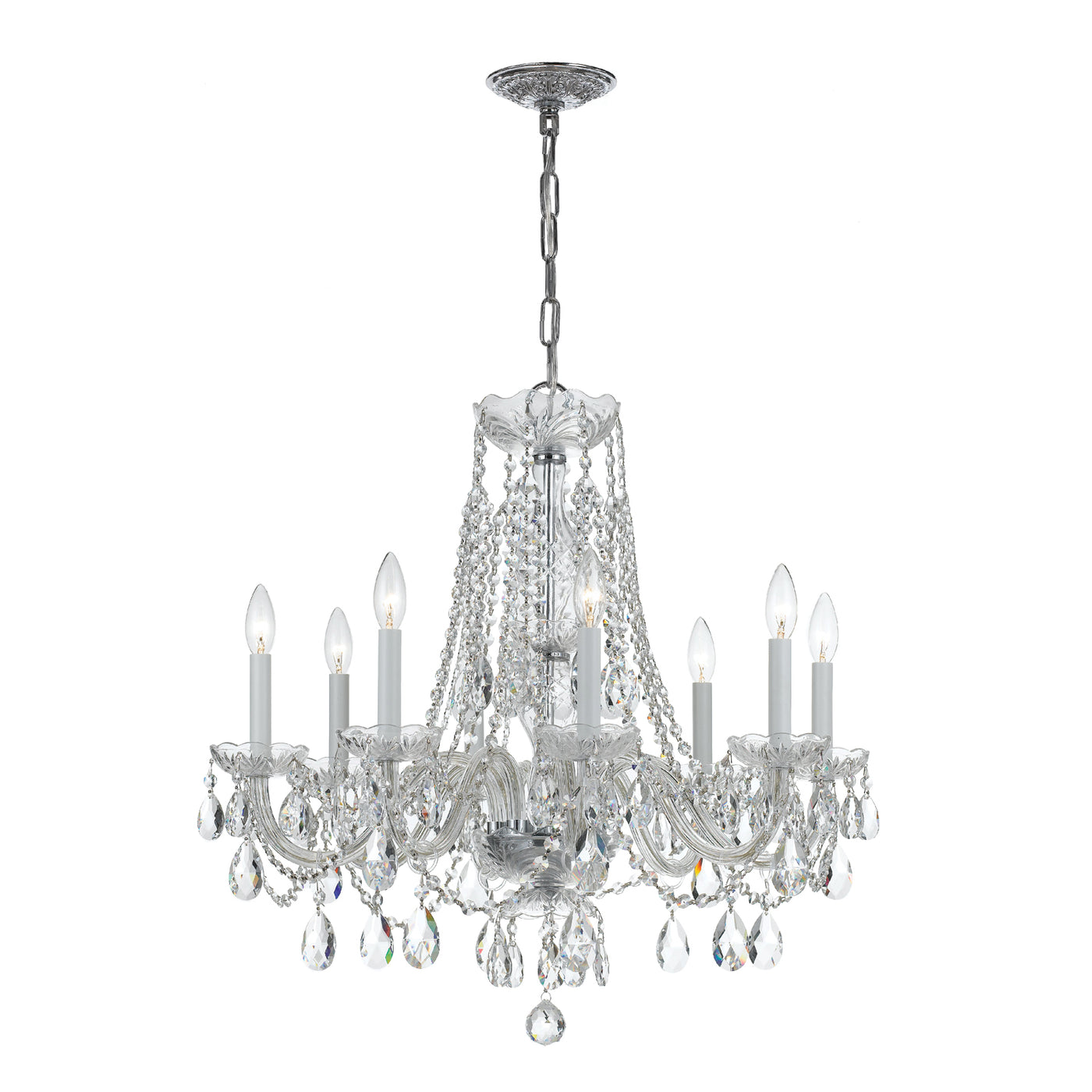 Traditional Crystal 8 Light Spectra Crystal Polished Chrome Chandelier Chandelier Crystorama