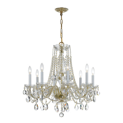 Traditional Crystal 8 Light Hand Cut Crystal Polished Brass Chandelier Chandelier Crystorama