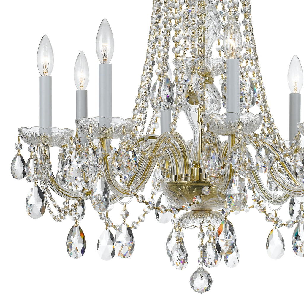 Traditional Crystal 8 Light Hand Cut Crystal Polished Brass Chandelier Chandelier Crystorama