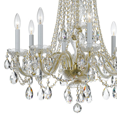 Traditional Crystal 8 Light Spectra Crystal Polished Brass Chandelier Chandelier Crystorama