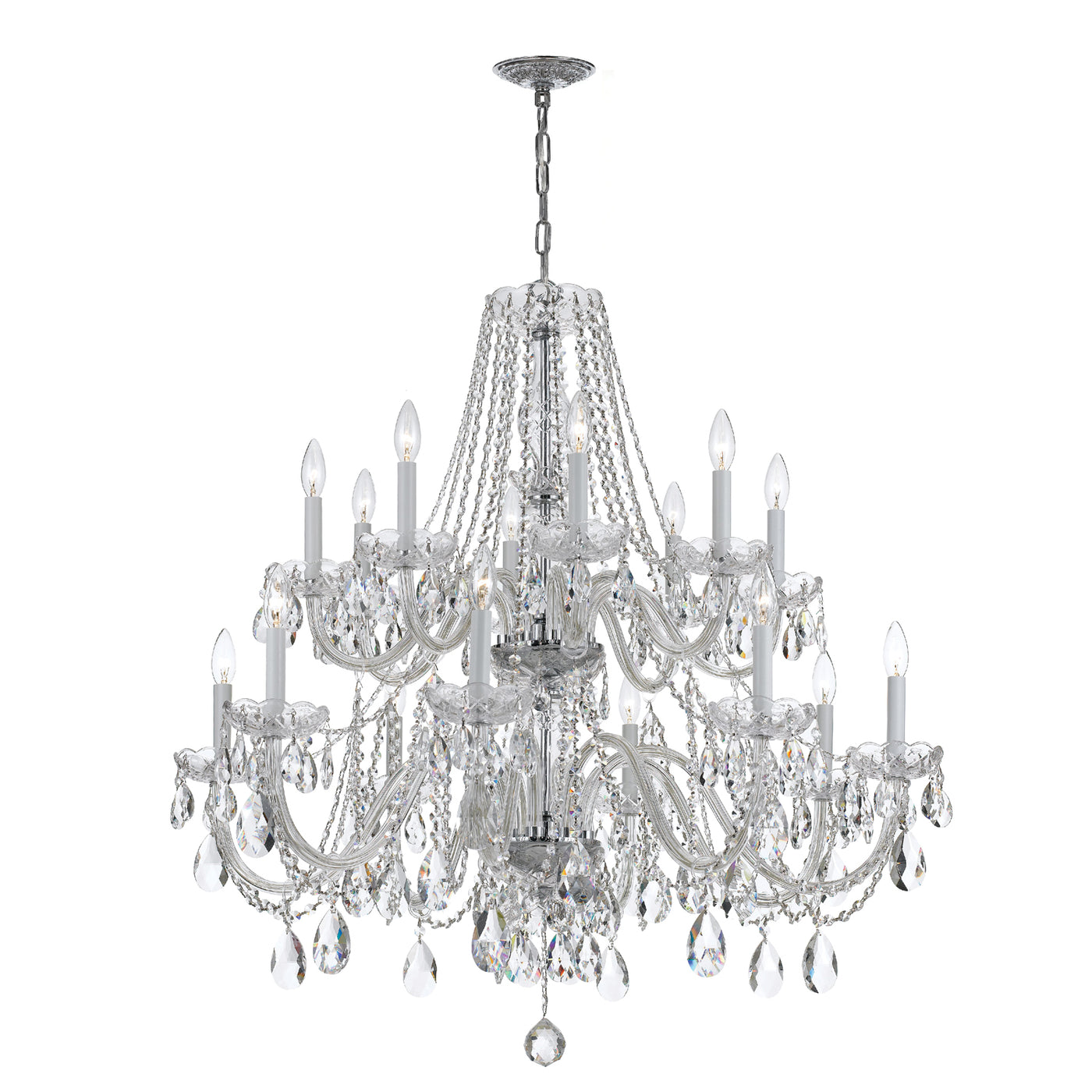 Traditional Crystal 16 Light Spectra Crystal Polished Chrome Chandelier Chandelier Crystorama