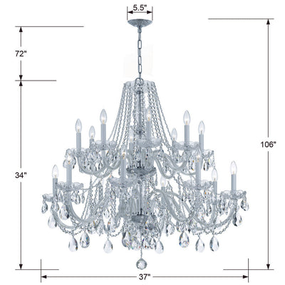 Traditional Crystal 16 Light Spectra Crystal Polished Chrome Chandelier Chandelier Crystorama