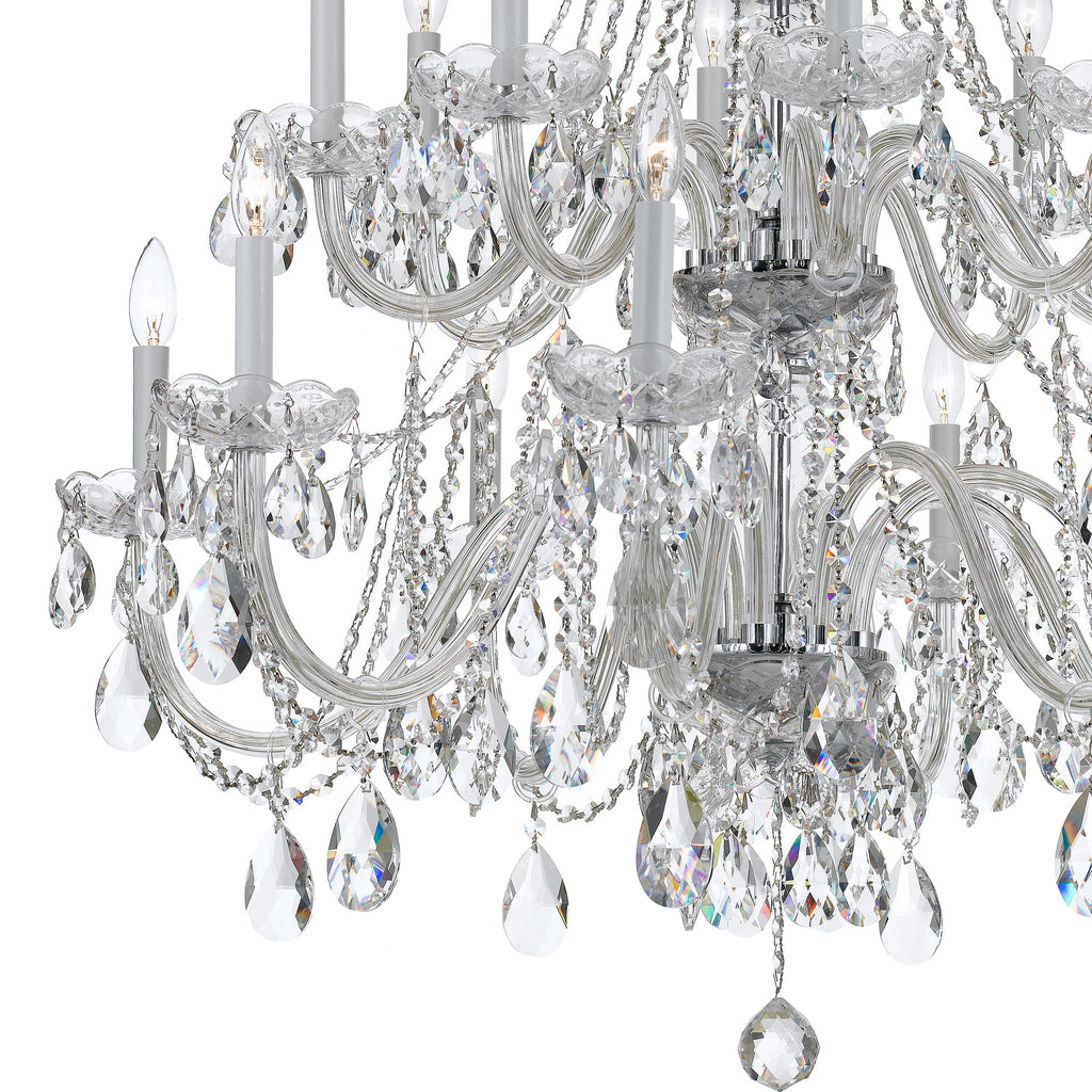 Traditional Crystal 16 Light Swarovski Strass Crystal Polished Chrome Crystal Chandelier Chandelier Crystorama