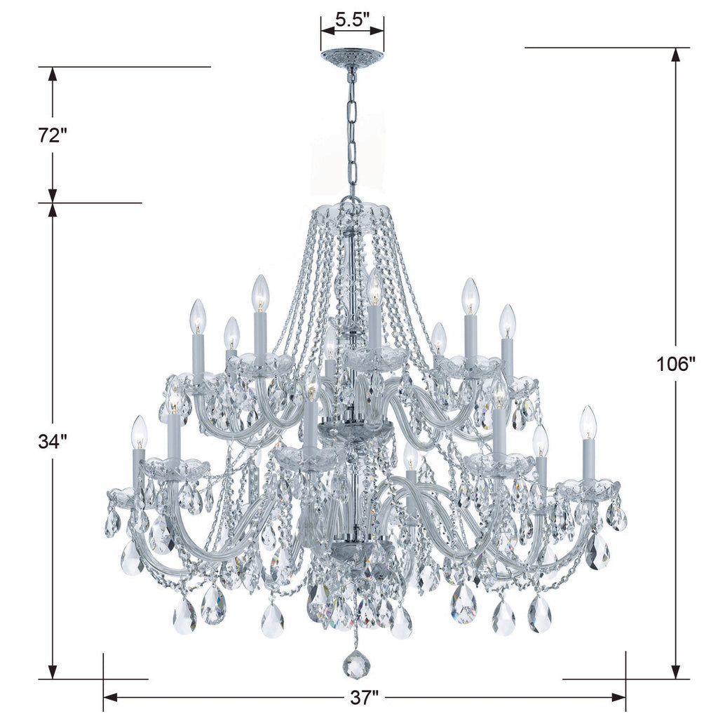 Traditional Crystal 16 Light Swarovski Strass Crystal Polished Chrome Crystal Chandelier Chandelier Crystorama