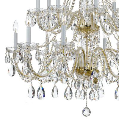 Traditional Crystal 16 Light Hand Cut Crystal Polished Brass Chandelier Chandelier Crystorama