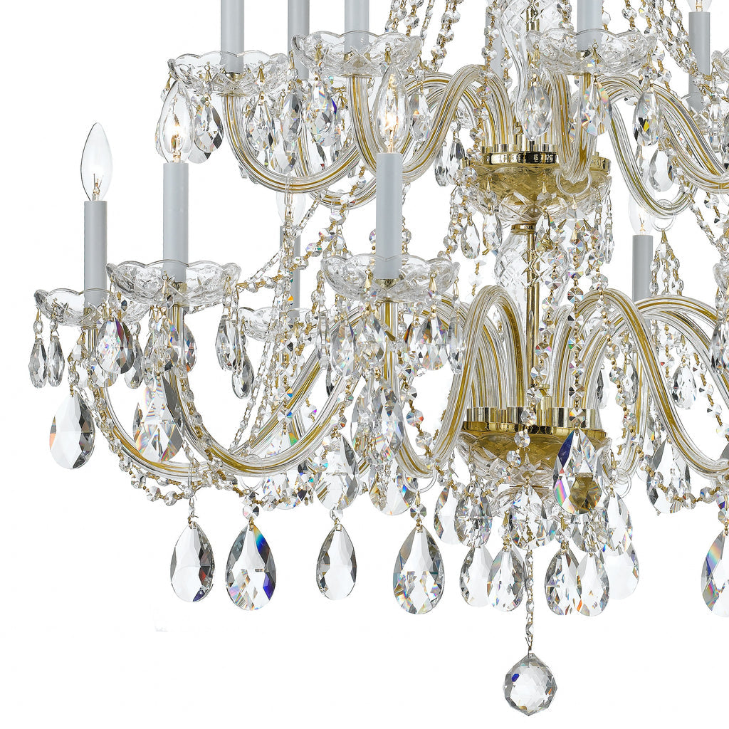 Traditional Crystal 16 Light Swarovski Strass Crystal Polished Brass Chandelier Chandelier Crystorama