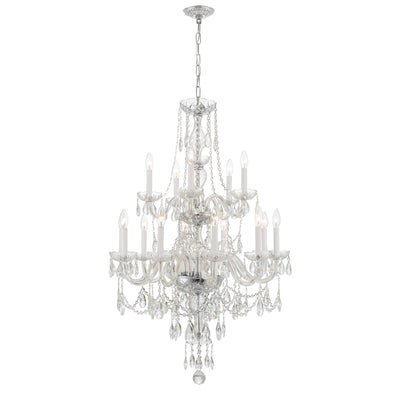 Traditional Crystal 15 Light Hand Cut Crystal Polished Chrome Chandelier Chandelier Crystorama