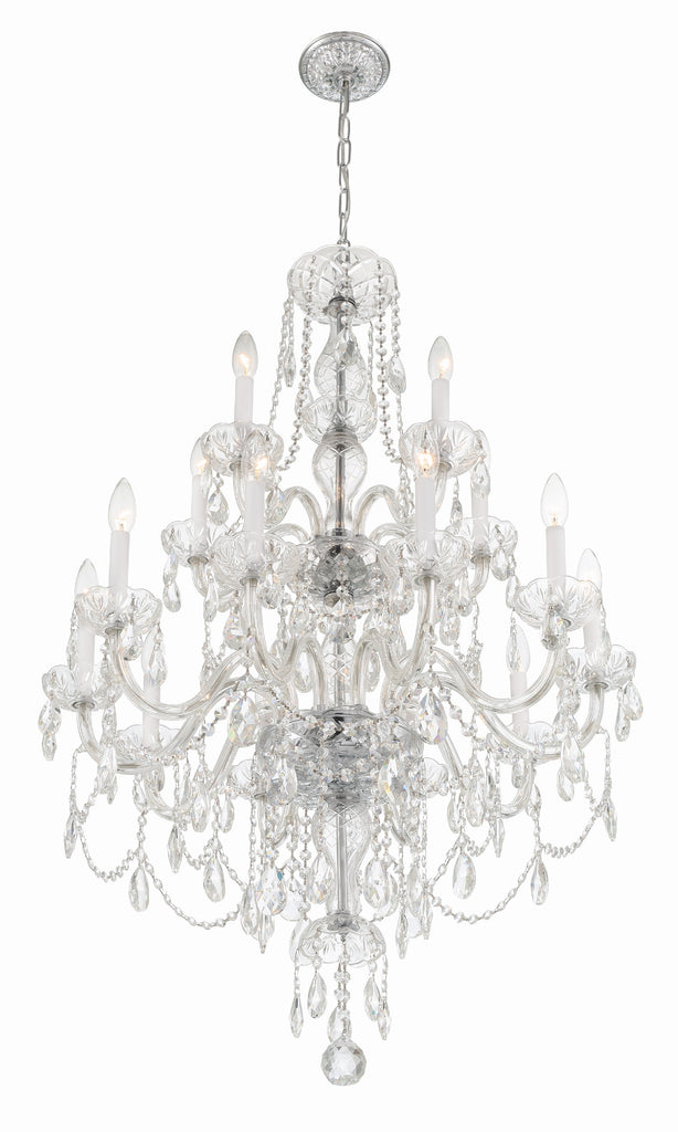 Traditional Crystal 15 Light Hand Cut Crystal Polished Chrome Chandelier Chandelier Crystorama