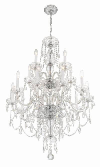 Traditional Crystal 15 Light Hand Cut Crystal Polished Chrome Chandelier Chandelier Crystorama