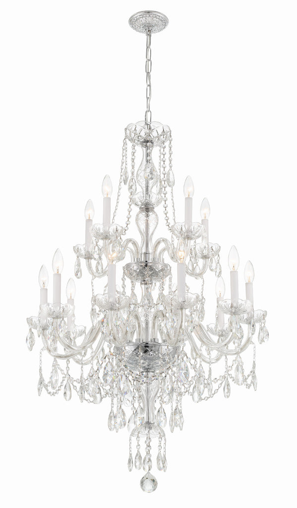 Traditional Crystal 15 Light Hand Cut Crystal Polished Chrome Chandelier Chandelier Crystorama