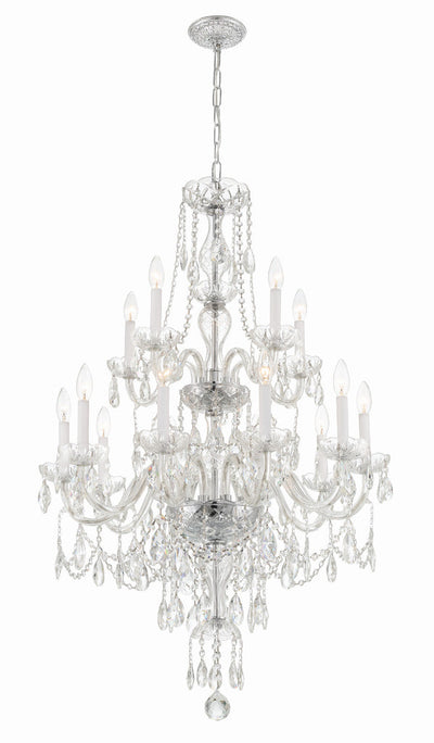 Traditional Crystal 15 Light Hand Cut Crystal Polished Chrome Chandelier Chandelier Crystorama