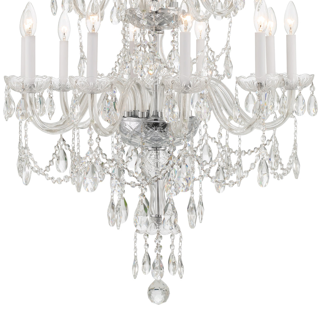 Traditional Crystal 15 Light Hand Cut Crystal Polished Chrome Chandelier Chandelier Crystorama