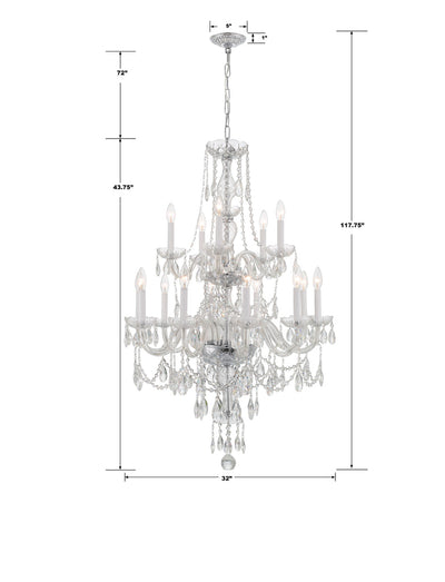 Traditional Crystal 15 Light Hand Cut Crystal Polished Chrome Chandelier Chandelier Crystorama