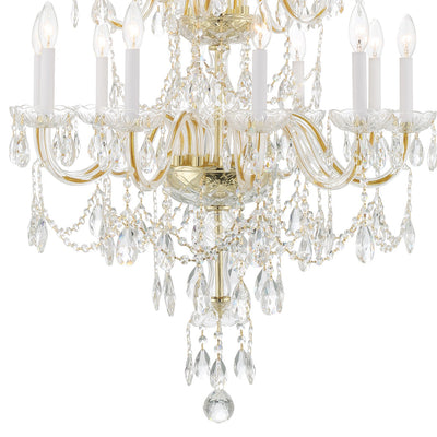 Traditional Crystal 15 Light Hand Cut Crystal Polished Brass Chandelier Chandelier Crystorama