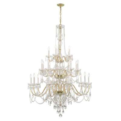 Traditional Crystal 25 Light Hand Cut Crystal Polished Brass Chandelier Chandelier Crystorama