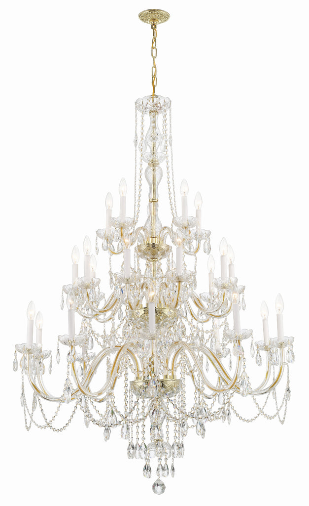 Traditional Crystal 25 Light Hand Cut Crystal Polished Brass Chandelier Chandelier Crystorama