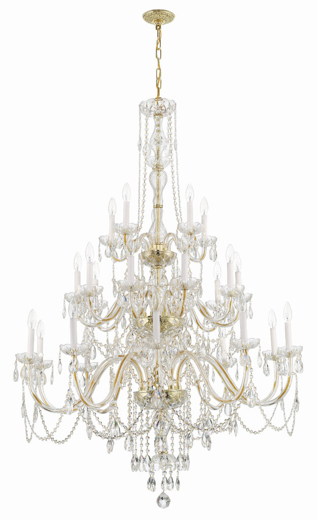 Traditional Crystal 25 Light Hand Cut Crystal Polished Brass Chandelier Chandelier Crystorama