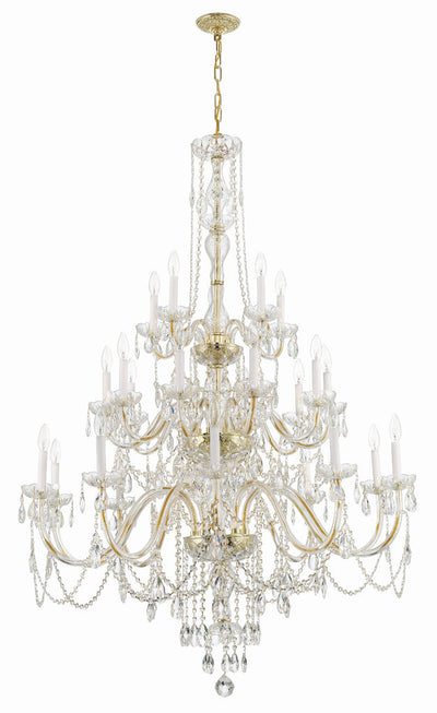 Traditional Crystal 25 Light Hand Cut Crystal Polished Brass Chandelier Chandelier Crystorama