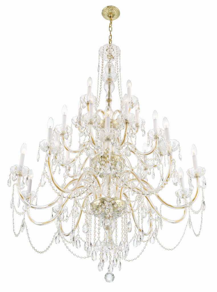 Traditional Crystal 25 Light Hand Cut Crystal Polished Brass Chandelier Chandelier Crystorama